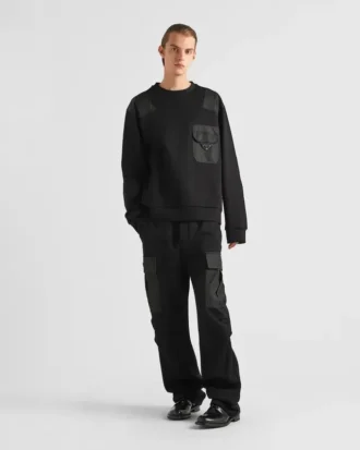 Bawełniana bluza z detalami z Re-Nylon
