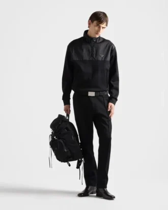 Bawełniana bluza z polaru z półsuwakiem i detalami z Re-Nylon