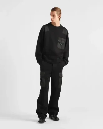Bawełniane spodnie z polaru z detalami z Re-Nylon
