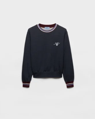 Bluza z bawełnianego polaru z okrągłym dekoltem