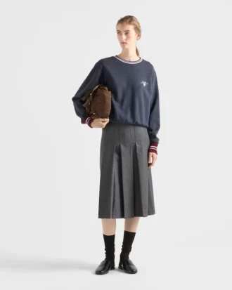 Bluza z bawełnianego polaru z okrągłym dekoltem