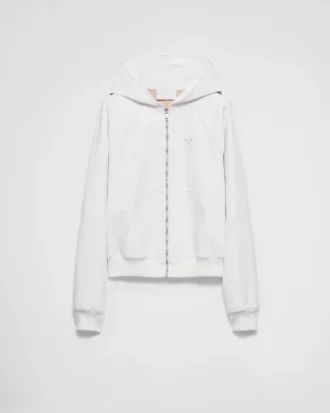 Bluza z kapturem i skórzanym zamkiem