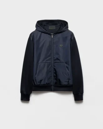 Bluza z kapturem z technicznej bawełny i Re-Nylonu Bluza z kapturem z technicznej bawełny i Re-Nylonu