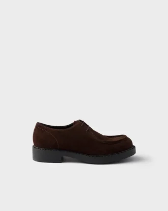 Czekoladowe zamszowe sznurowane buty