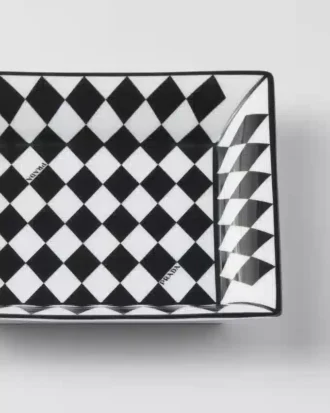 Duża kwadratowa porcelanowa taca – szachownica