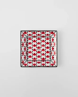 Duża kwadratowa porcelanowa taca – Vienna Red