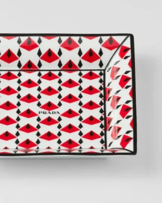 Duża kwadratowa porcelanowa taca – Vienna Red