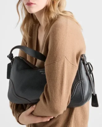Duża skórzana torba na ramię Prada Aimae