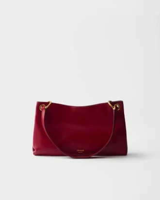Duża skórzana torba na ramię Prada Etude