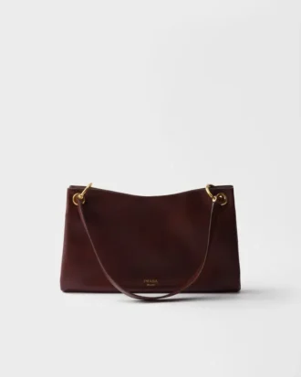 Duża skórzana torba na ramię Prada Etude