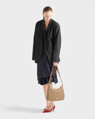 Duża skórzana torba na ramię Prada Fold