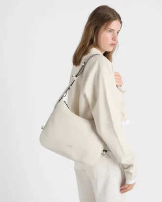 Duża skórzana torba na ramię Prada Fold