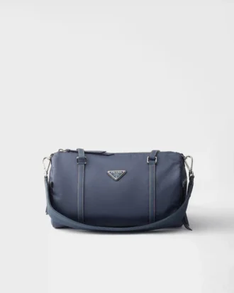Duża torba podróżna z tkaniny Re-Nylon i skóry Saffiano