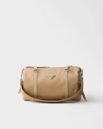 Duża torba podróżna z tkaniny Re-Nylon i skóry Saffiano