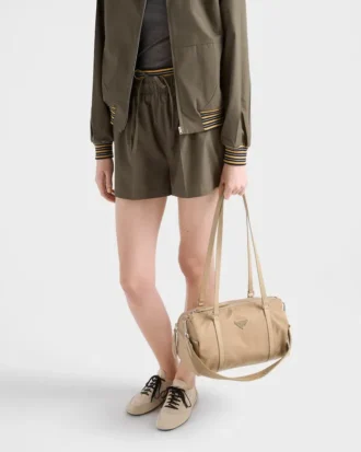 Duża torba podróżna z tkaniny Re-Nylon i skóry Saffiano