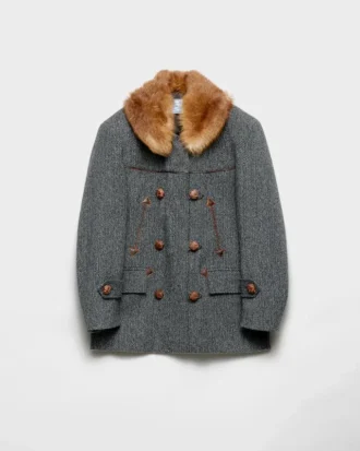 Dwurzędowa marynarka typu peacoat w jodełkę