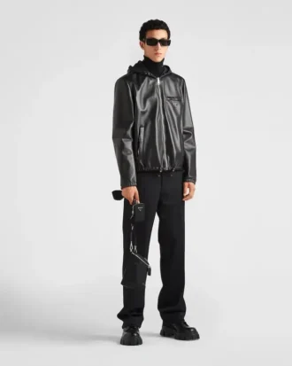 Dwustronna kurtka typu bluzon z nappa i Re-Nylon