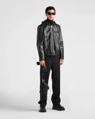Dwustronna kurtka ze skóry nappa i Re-Nylon