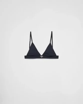 Dzianinowy top bikini typu braletka z prążkowanym wzorem