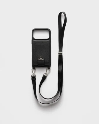 Etui ze skóry Saffiano do iPhone’a 17 Pro Max z paskiem na ramię