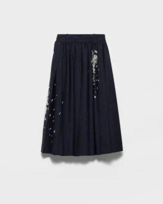 Haftowana spódnica midi z przeszyciami typu rush stitch