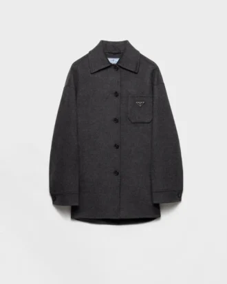 Jednorzędowa kurtka typu caban z podwójnej wełny cashmere