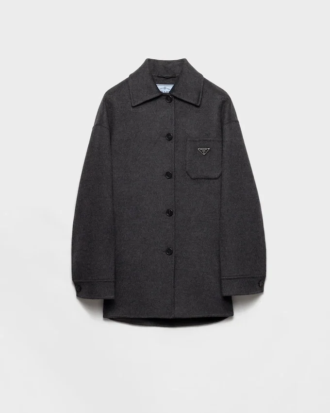 Jednorzędowa kurtka typu caban z podwójnej wełny cashmere Jednorzędowa kurtka typu caban z podwójnej wełny cashmere