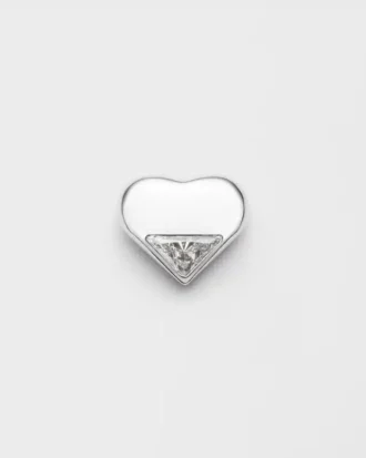 Kolczyk Eternal Gold Nano Heart z białego złota z diamentem wyhodowanym w laboratorium