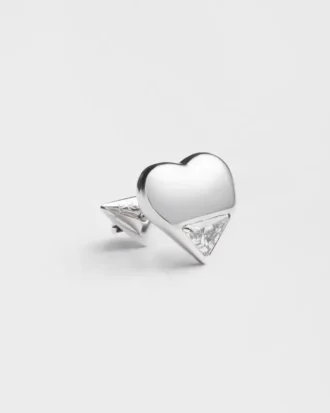 Kolczyk Eternal Gold Nano Heart z białego złota z diamentem wyhodowanym w laboratorium