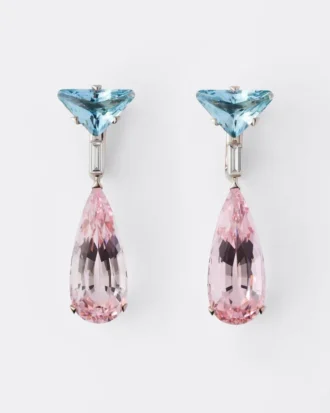 Kolczyki wiszące Couleur Vivante – białe złoto z akwamarynem, morganitami i diamentami Kolczyki wiszące Couleur Vivante – białe złoto z akwamarynem, morganitami i diamentami