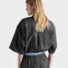 Koszula z krótkim rękawem z tkaniny chambray Koszula z krótkim rękawem z tkaniny chambray