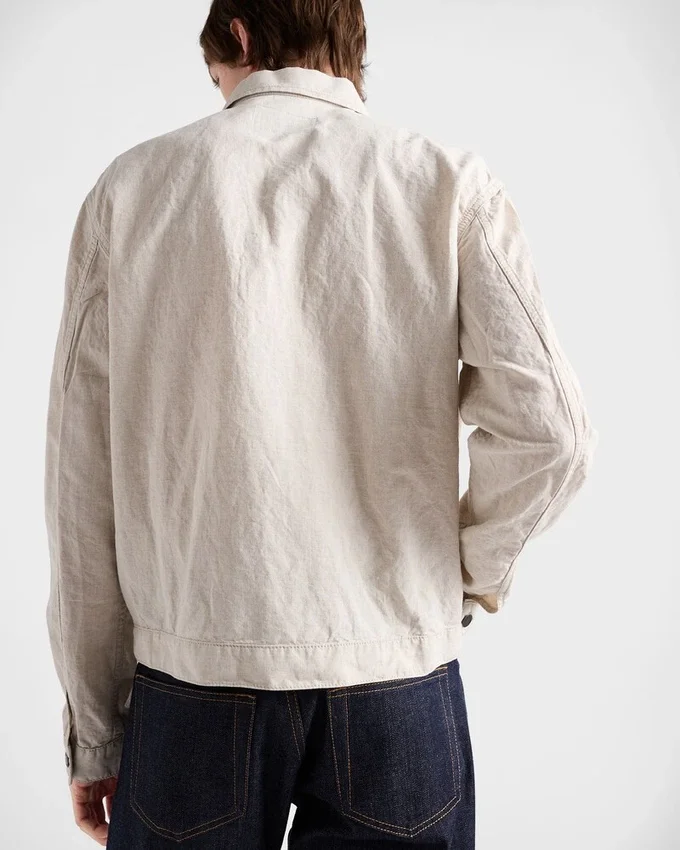 Kurtka typu blouson z tkaniny chambray Kurtka typu blouson z tkaniny chambray