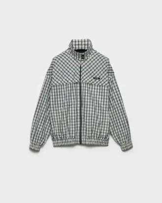 Kurtka typu bluzon w kratę z tkaniny chambray