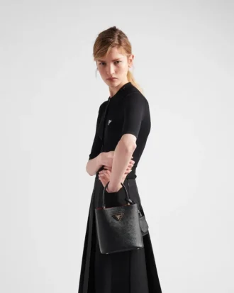 Mała torebka Prada Panier z skóry Saffiano