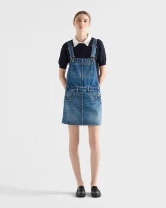 Mini-sukienka z denimu w stylu ogrodniczek