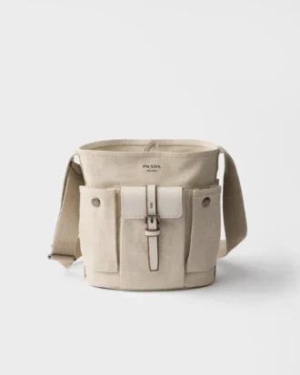 Mini torebka typu bucket Prada Route z płótna i skóry