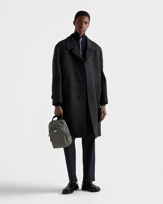 Plecak z materiału Re-Nylon i skóry Saffiano Plecak z materiału Re-Nylon i skóry Saffiano