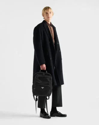 Plecak z materiału Re-Nylon i skóry Saffiano Plecak z materiału Re-Nylon i skóry Saffiano