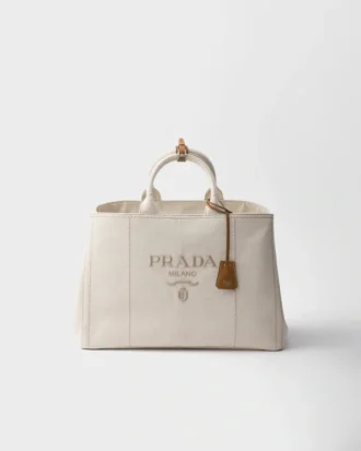 Prada Jardiniare – bardzo duża torba z mieszanki lnu