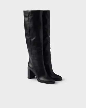 Skórzane buty na obcasie