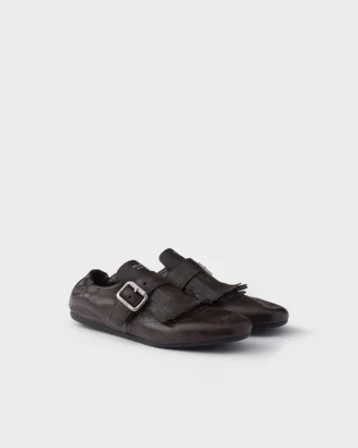 Skórzane buty typu shuffle z klamrą Skórzane buty typu shuffle z klamrą