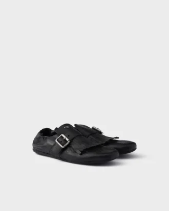 Skórzane buty typu shuffle z klamrą Skórzane buty typu shuffle z klamrą