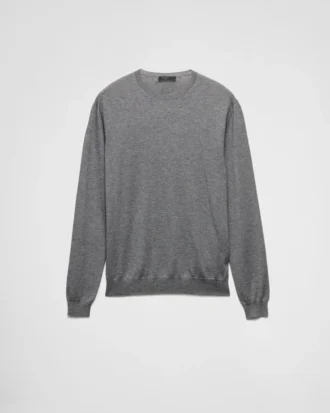 Sweter z kaszmiru i jedwabiu z okrągłym dekoltem Sweter z kaszmiru i jedwabiu z okrągłym dekoltem