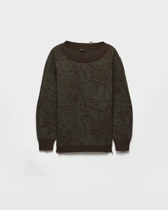 Sweter z wełny szetlandzkiej z szerokim dekoltem