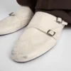 Szlepetki z podwójnym paskiem typu monk ze postarzanej skóry Szlepetki z podwójnym paskiem typu monk ze postarzanej skóry