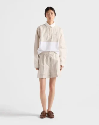 Szorty z tkaniny chambray