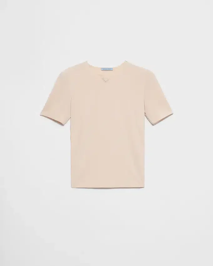 T-shirt z krótkim rękawem z elastycznego materiału T-shirt z krótkim rękawem z elastycznego materiału