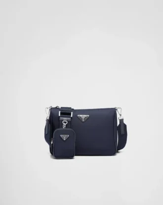 Torba na ramię z nylonu Re-Nylon i skóry Saffiano Torba na ramię z nylonu Re-Nylon i skóry Saffiano