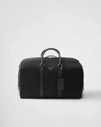 Torba podróżna z materiału Re-Nylon i skóry Saffiano