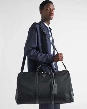 Torba podróżna z nylonu Re-Nylon i skóry Saffiano